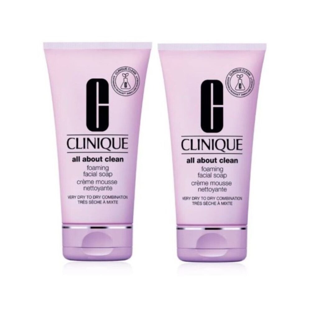 CLINIQUE All About Clean Foaming Facial Soap 5oz/150ml each Bundle of 2 Tubes - Picture 1 of 5